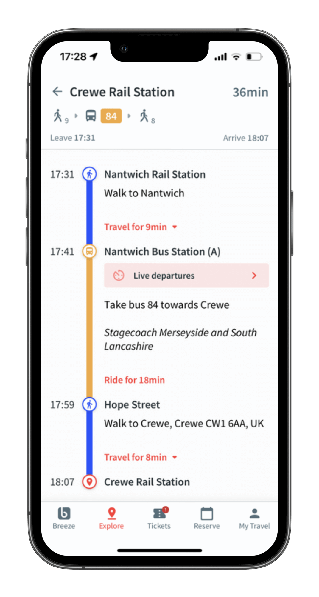 live departure times