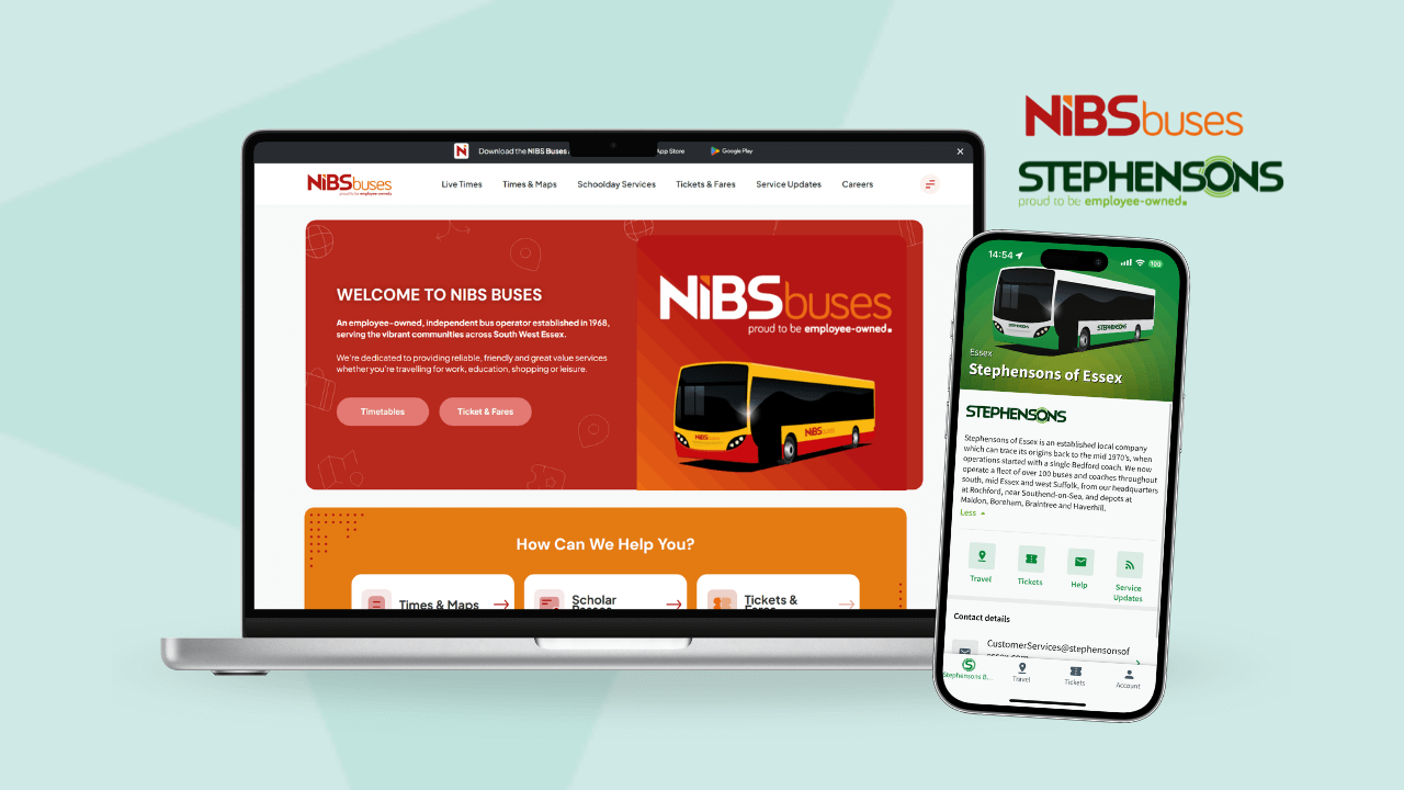 NiBS Buses Ltd and Stephensons of Essex Ltd introduce new apps and websites
